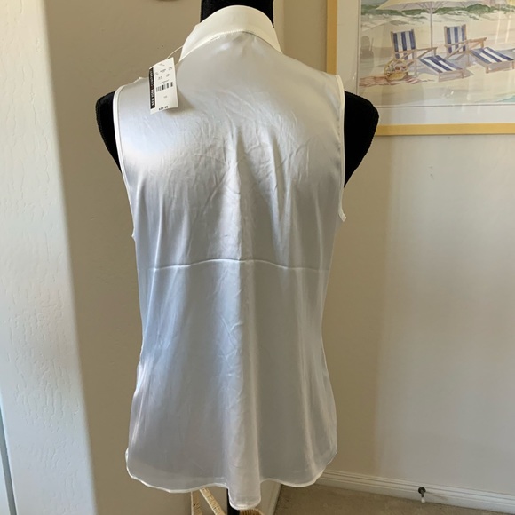 NWT New York & Company Ruffle V-Neck Satiny Top 10 - Picture 4 of 8
